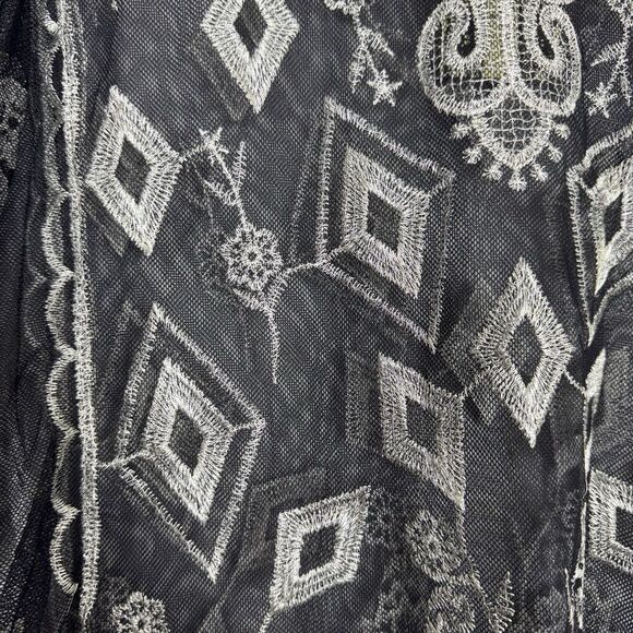 Ultra Pink Mesh Embroidered Tunic Top Size M Gray Silver Fairy Grunge Whimsigoth - Picture 7 of 10